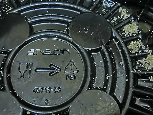 PET identification mark on a food-container lid